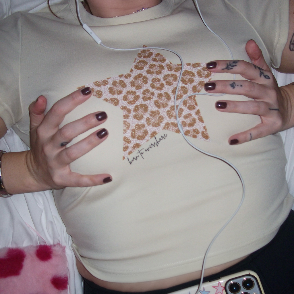 born to overshare baby tee